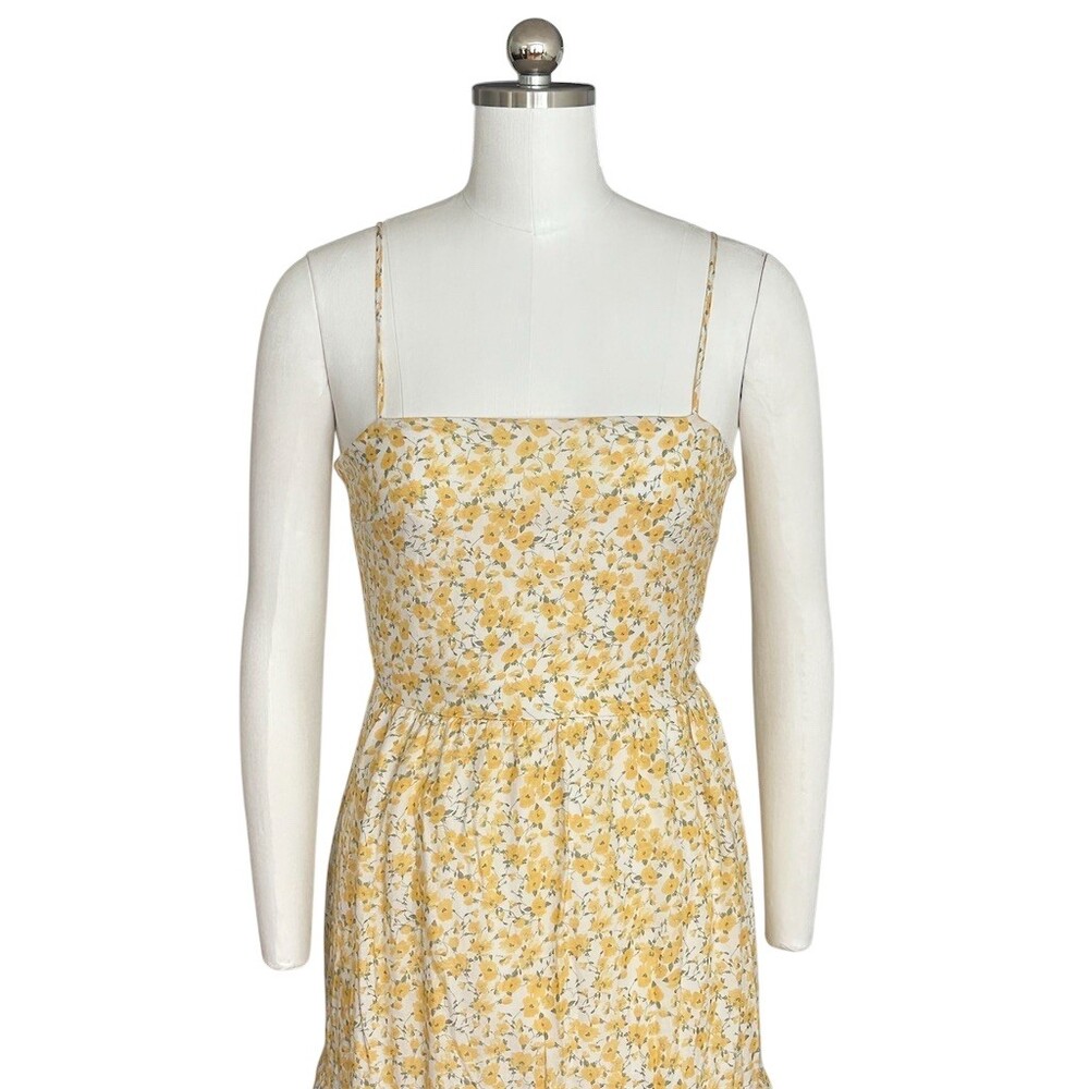 Trixxi Dress Womens XS Ivory Floral Tiered Midi Sundress Square Neck - Picture 5 of 10